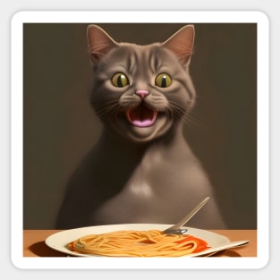 Surprise Cat Love Eating Vegan Spaghetti Sticker